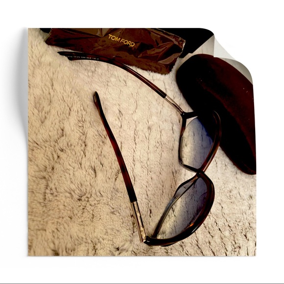 Sold Tom Ford Ivanna 372 53W Havana / Blue Sunglasses - Picture 7 of 8